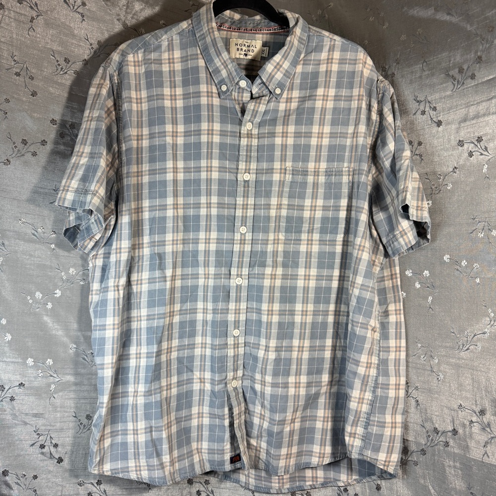 The Normal Brand Blue & White Checkered Casual Button Down Shirt Size XXL